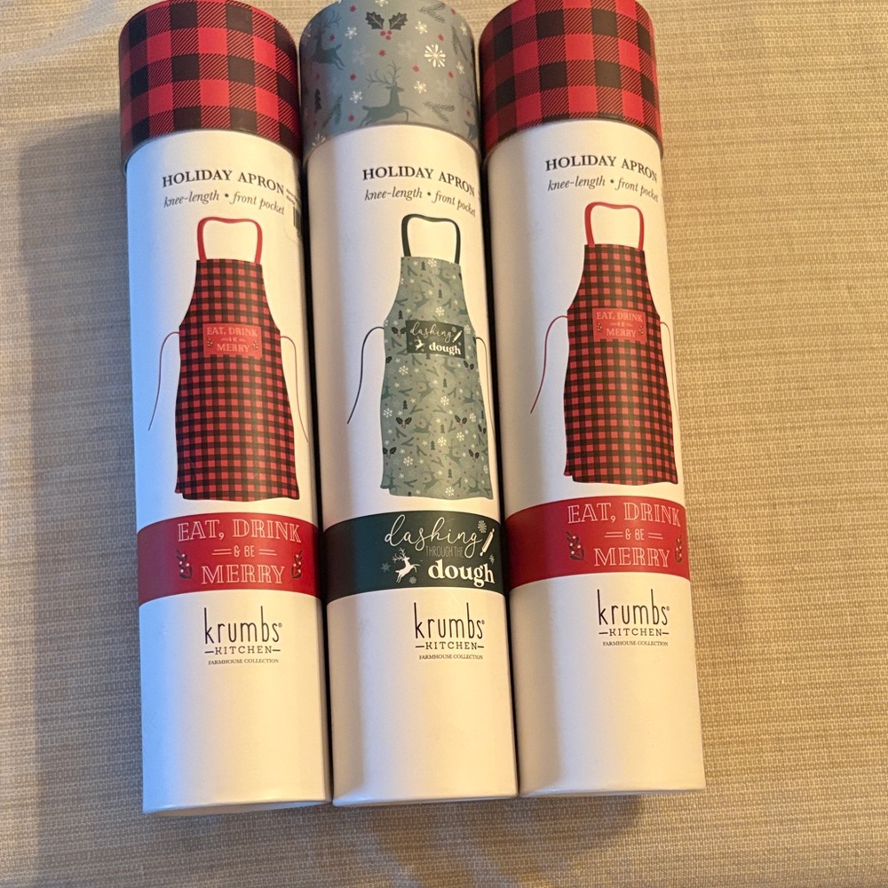 Holiday Apron - Red Buffalo Check and Green Snowflake Options